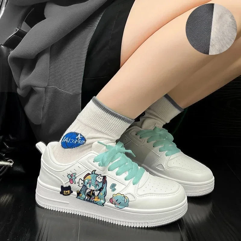 Hatsune Miku Sneakers Anime Cute Cartoon Plush Keep Warm Running Shoes Comfortable Breathable Casual Kawaii Sports Shoes New