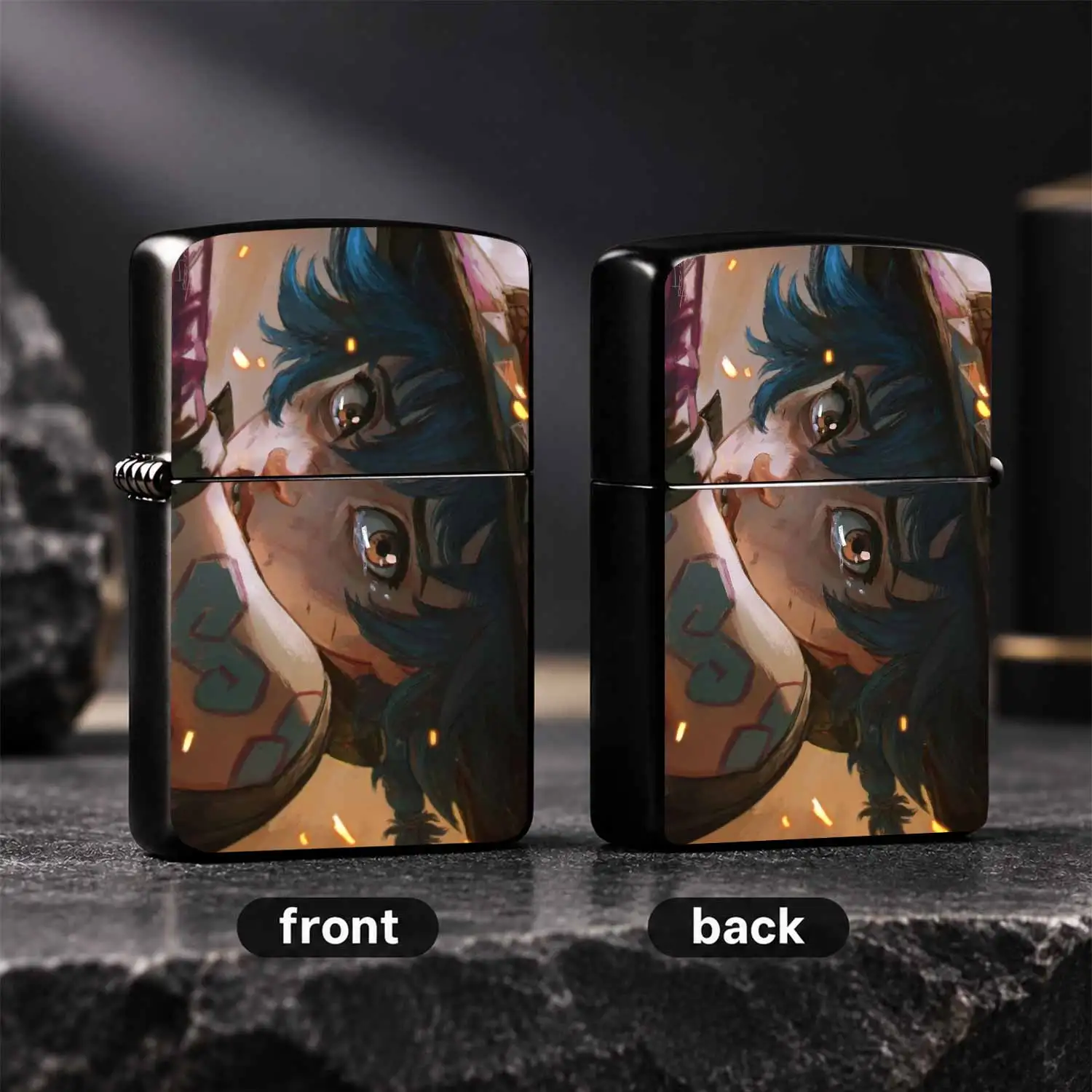 Stylish Anime Blue-Haired Tearful Girl Print Lighter, Portable Artistic Illustration Design, Multi-Scene Usable, Ideal Unique Gift For Anime Fans, Creative Decor Collectible For Daily Use And Display, Exquisite Crafted Accessory For Everyda