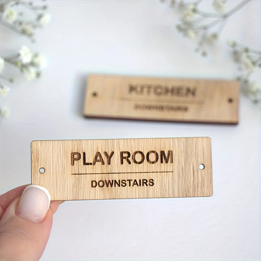 Wooden labels, Square wooden label, knit labels, personalized labels, engraving labels