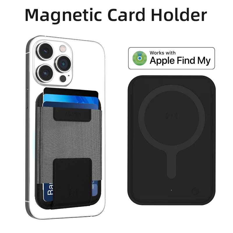

Micflip Trackable Magnetic Card Holder Leather MagSafe Slim Wallet For iPhone 16/15/14 Series Work with Find My ios Only