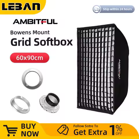 AMBITFUL 24"x 35" 60 x 90cm Honeycomb Grid Softbox with Bowens or Elinchrom Mount for Studio Strobe Flash Light