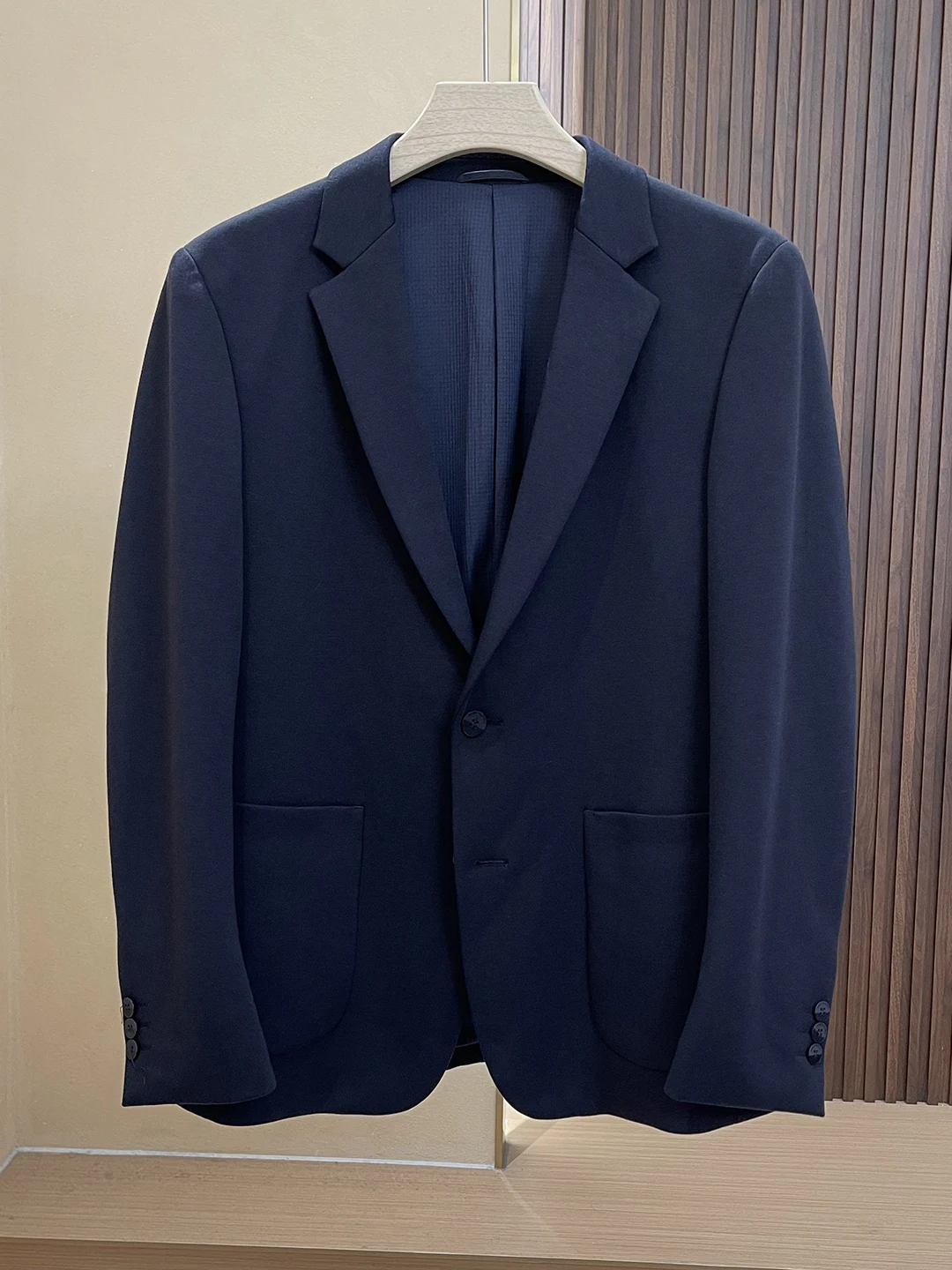 

Casual Men's Suit Jaet Anti-Wrinkle Non-Iron Blue Elastic Busin Casual Polyester Blend Long Sve Stand Fit Single B...