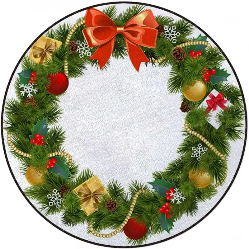 

Christmas wreath circular carpet home bedroom living room decoration floor mat 75X75cm