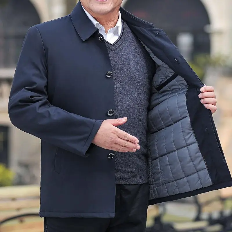 

Новое мужское пальто с подкладкой Fce Thiened Jaet для среднего возраста и ли, теплая свободная осенне-зимняя хлопковая одежда, пальто для папы