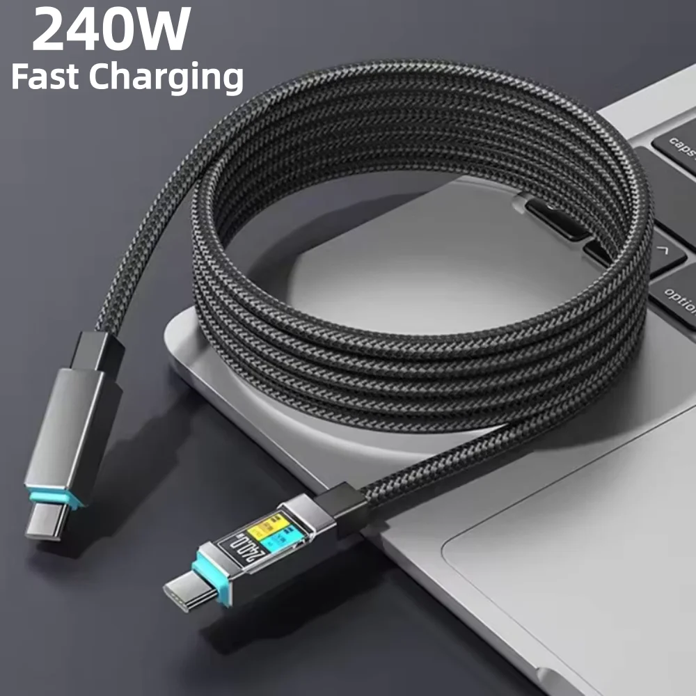 240W Fast Charging Braided Bold USB C To Type C Safety Fast Charging Cable for iPhone 17 16 15 Pro Max Xiaomi Samsung S24 S25
