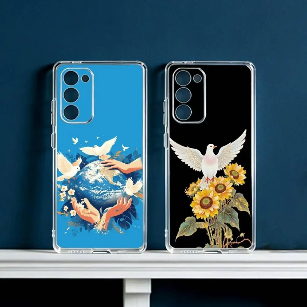 Peace D-Dove  Phone Case For Samsung Galaxy S24 S25 S23 S22 S21 Plus S24 S25 Transparent Cover Case