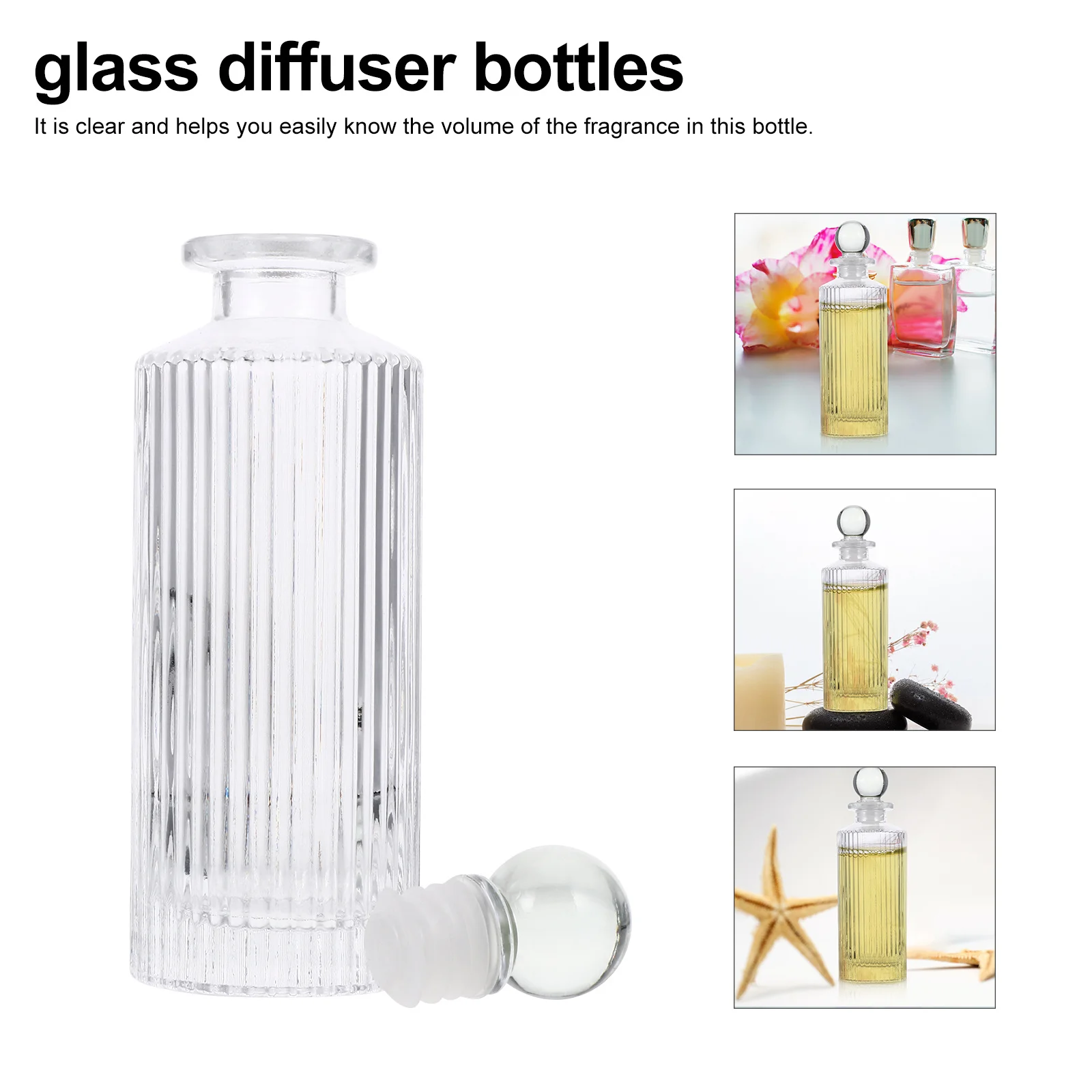 

1Set Glass Diffuser Bottles 150ml Clear Aromatherapy Diffuser Container for Home Office Wedding Spa Aromatherapy