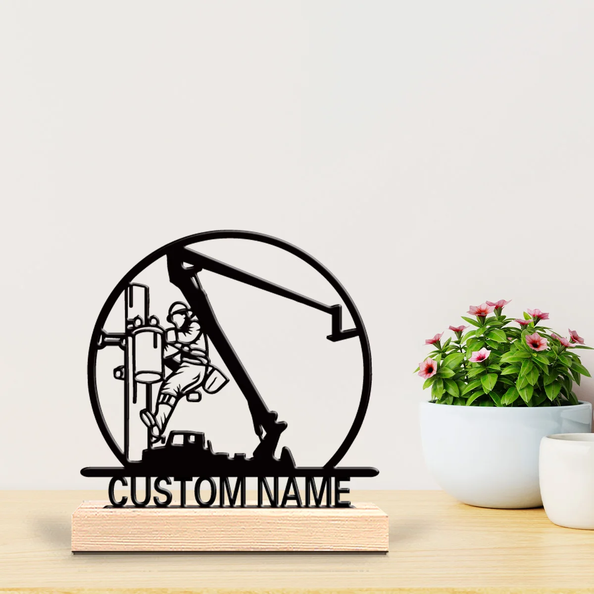 1 قطعة أزياء شخصية مخصصة الهندسة المدنية بناء تماثيل معدنية فن معدني مع قاعدة خشبية مناسبة كهدية للمحترفين