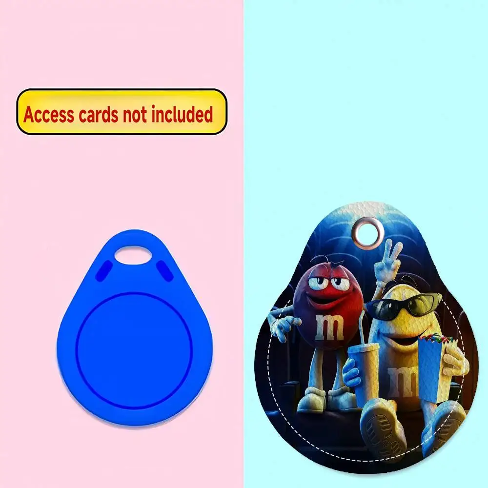 M&Ms Chocolate PU Leather Card Holder Keychain Key Ring Door Access Tags Case Keychain Access Card Bag Key Tag Ring