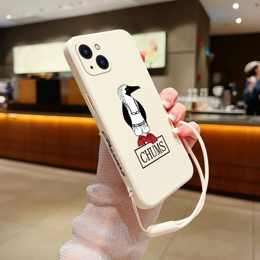 Fashion Phone Case For iPhone 15 14 13 12 11 Pro Max Mini X XR XS MAX SE20 8 7 Plus C-CHUMSs Silicone Cases with Hand Strap