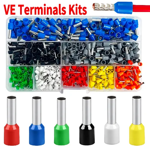 Imagen 1 del producto ​ ​ Terminales de engarzado de cobre a granel 200-1900 piezas |   Conectores de anillo E1508/E1008 para cableado y reparación de automóviles ​