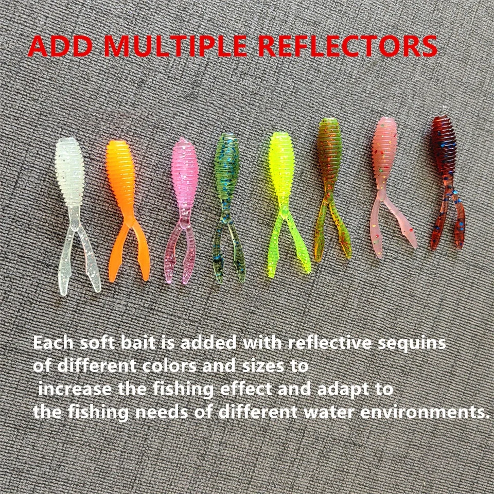 20pcs/box 0.4g 36mm Soft Fishing Lure Rockfish Twin Tail Artificial Wobbler Crankbait Bionic Silicone Fluorescent Worm Bait