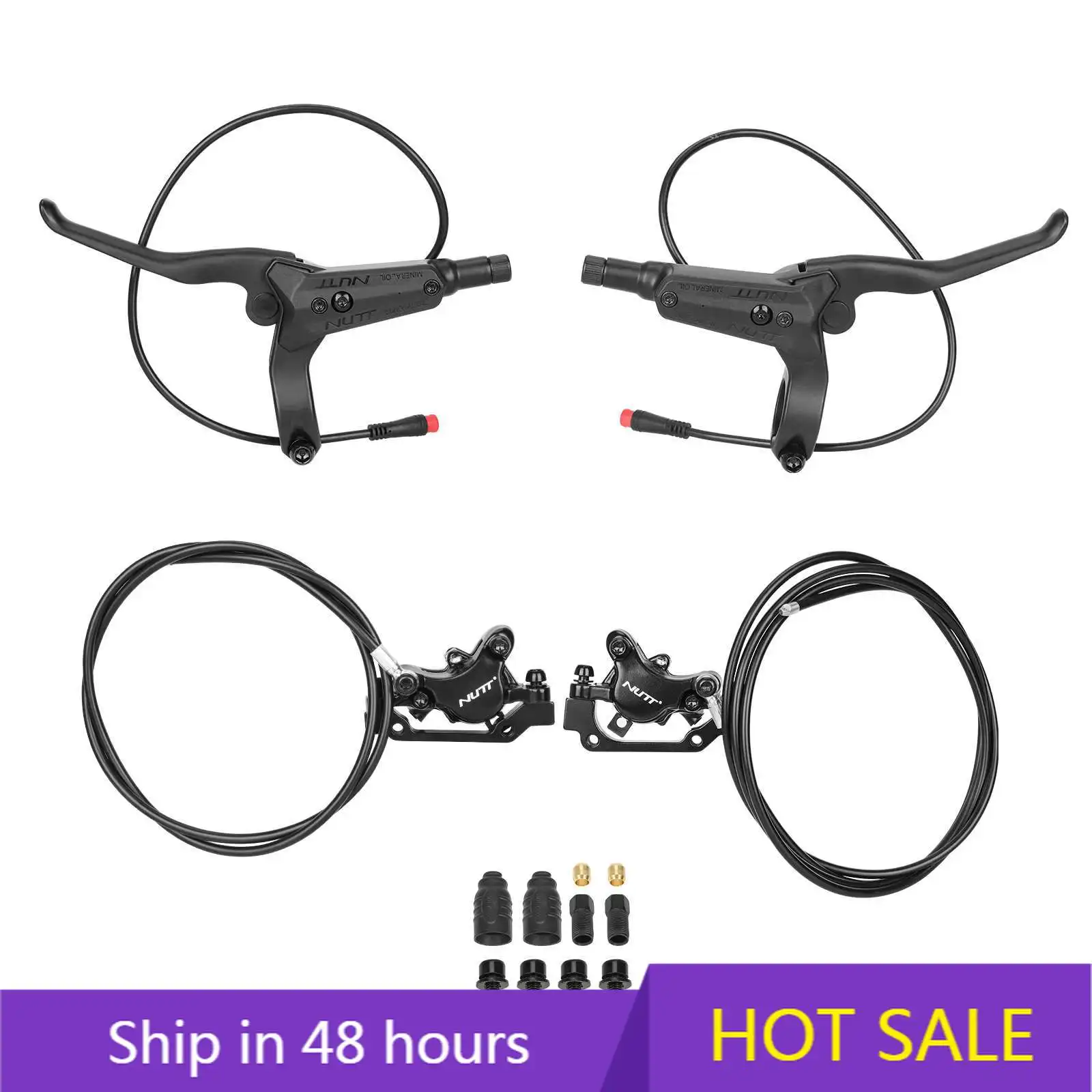 

YTYIN NUTT Electric Scooter E-Bike Bicycle Black (Front L& Rear R) Hydraulic Disc Brake Kit for 140 145 160 180 mm Disc Brake