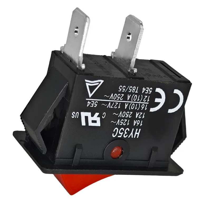 AT43-HY35C Push Button Switch (Pack Of 2) - On-Off 2-Pin AC 125/250V 16/12A Rocker Switch For Industrial Electric