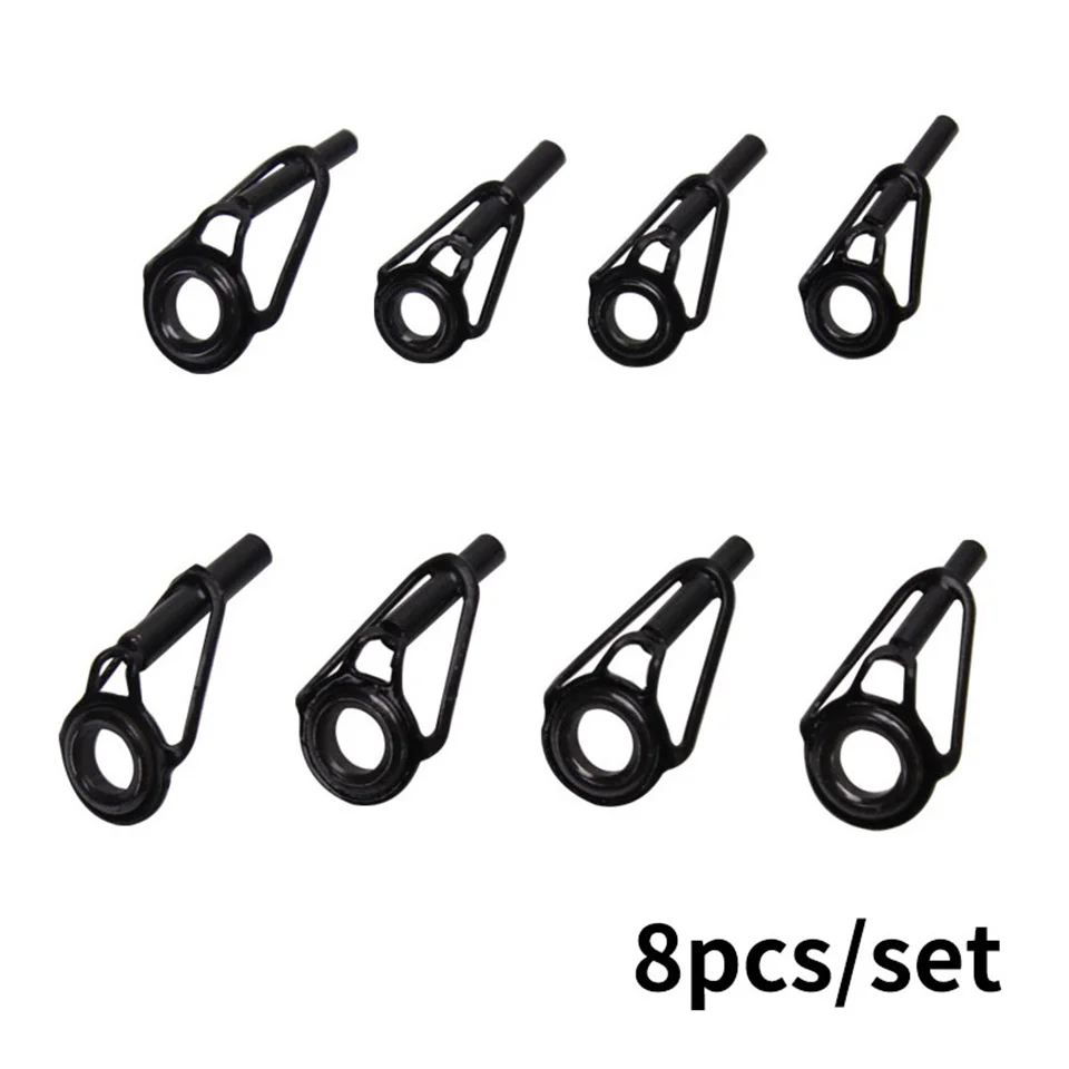 8pcs Black Top Tip Guide for Spinning Casting Fishing Rod Building Repair Eye Line Ring Stainless Steel Frame 8/16/80Pcs B