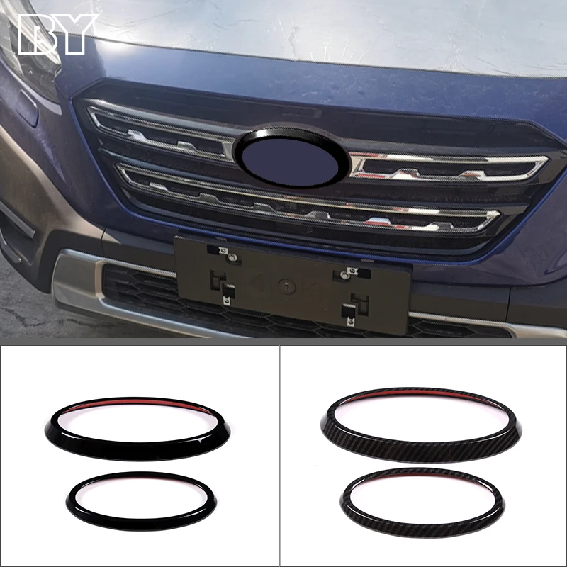 

2 PCS Exterior Front Rear Logo Badge Ring Trim Decorative Cover For Subaru Forester 2022 ABS Carbon Fiber Car Accessories