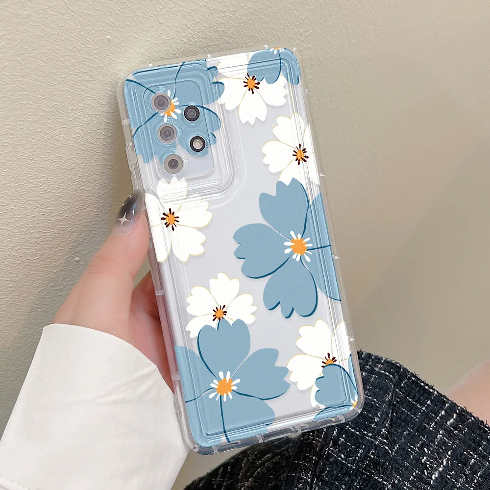 Sunflower Daisy Clear Case For OPPO A57S A57 A18 A17 A16 A15 A52 A98 A94 A77S A77 A76 A74 A96 A95 A55 4G A54S A54 A53 Case Cover