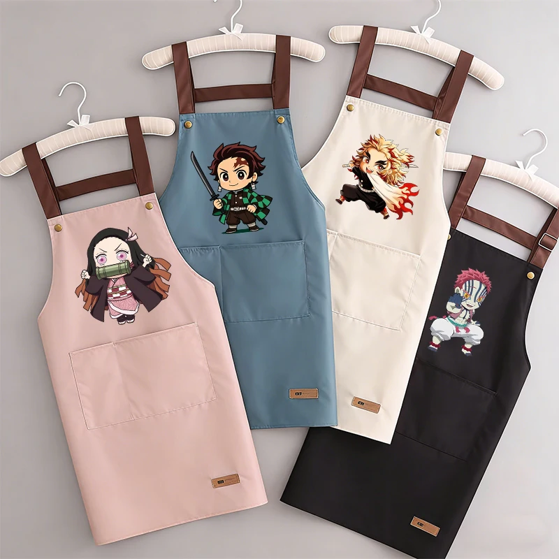 

Demon Slayer Woman Apron Man Home Baking Restaurant Barbecue Beverage Apron Waterproof Oil Resistant Sleeveless Pinafor Hot Sell