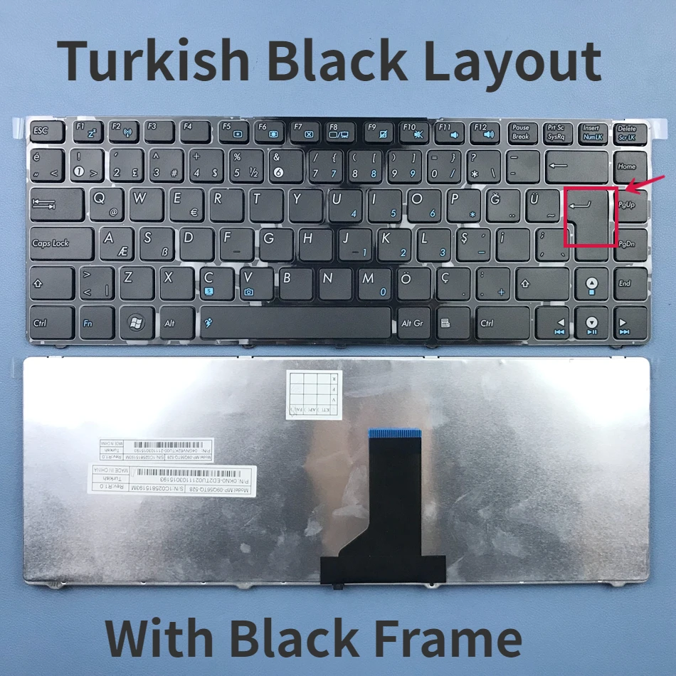 Turkish Keyboard for ASUS K42J X43 X43B A43S A42 K42 X42J UL30 N42 N43 B43 U41 K43S U35J UL80 U35J U80 U80E K42D K42F Series