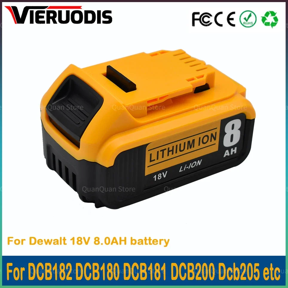 

18V 8000mAh rechargeable battery For DeWalt DCB184 DCB184B-XJ DCB180 DCB181 DCB182 DCB183 DCB185 18V Power Tool Battery