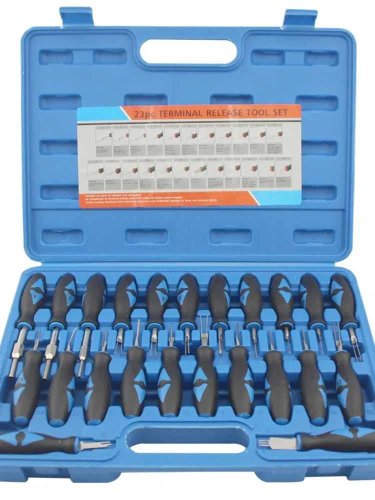 23PCS Universal Terminal Release Tools Set Harness Connector Remover Tool Package Hand Tool Kit with Plastic Toolbox Storage