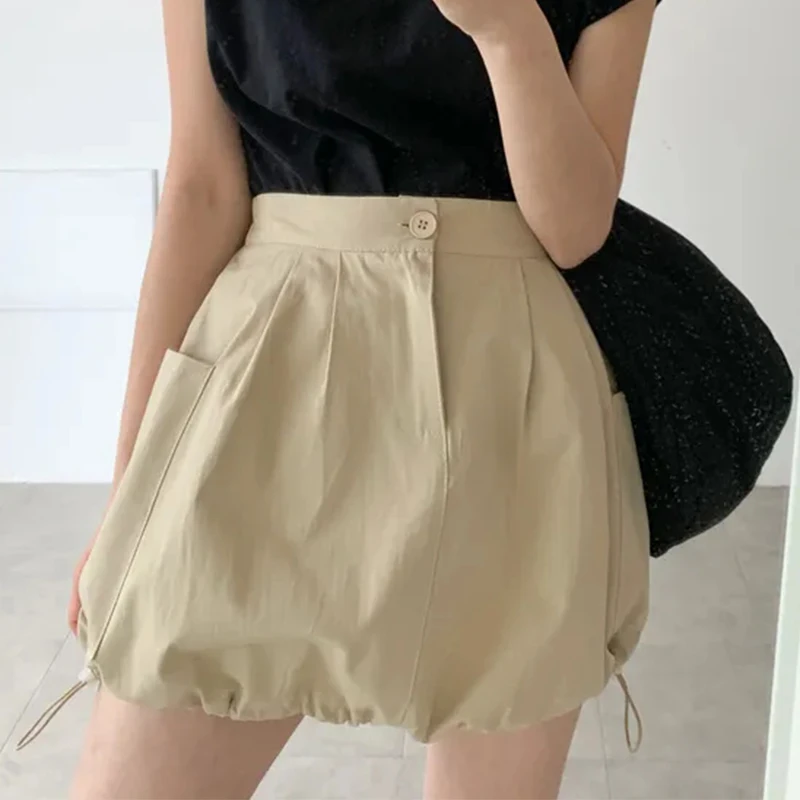 

Faionable Versatile High Waist Dstring Workwear Bloomer Skirt A-Line Skirt Spring Summer New Arrival Korean Sle