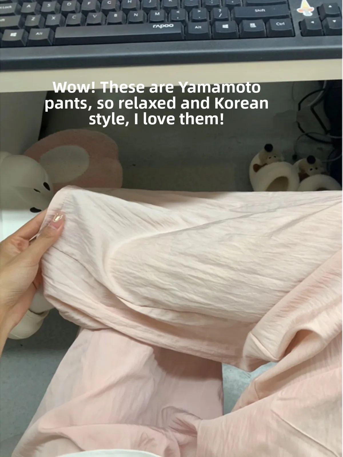 

Dopne Pink Qui Dry Loose Men's Summer Thin Casual Pants Low Waist Straight Leg Leisure Trousers Faionable Youth Sle