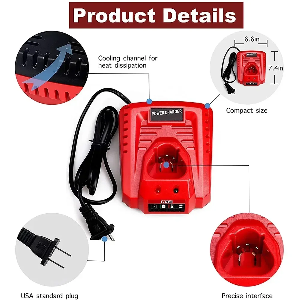 Cargador Milwaukee M12 N12 – Carga rápida 3A - imagen 3