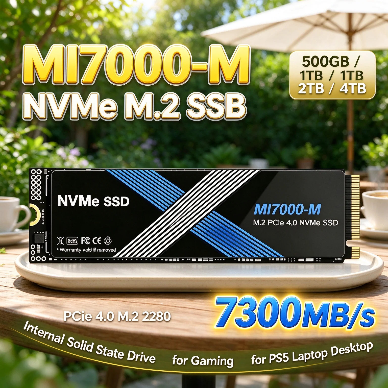 MI7000-M NVMe M.2 SSD Internal Drive 2TB 4TB Total System Boost 7300MB/s PCIe 4.0 Desktop Laptop Desktop Upgrade Ready