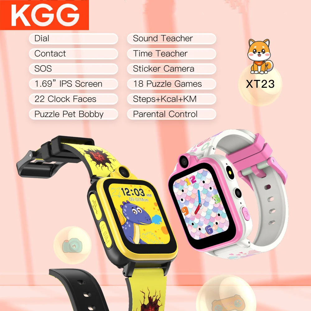 

KGG 2G Kids Phone Call Smart Watches18 Games Dual Cameras Flashlight Pedometer Video MP3 Alarm Kids Digital Watch For Girls Boys