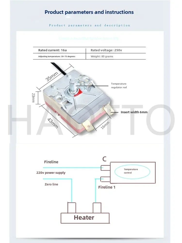 Electric Water Heater Thermostat Switch Adjustable 75 Degree Thermostat Adjusts Temperature 2026 Years For As Picture