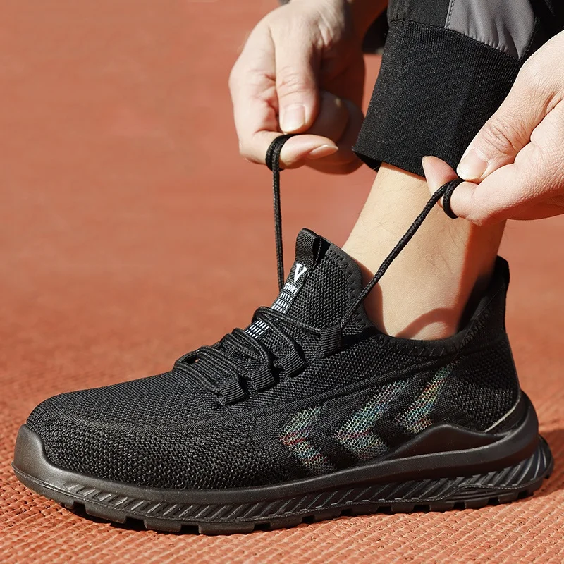 

Мужские повседневные дышащие стальные носки большого размера, рабочая защитная обувь, летние рабочие защитные ботинки, черная защитная обувь