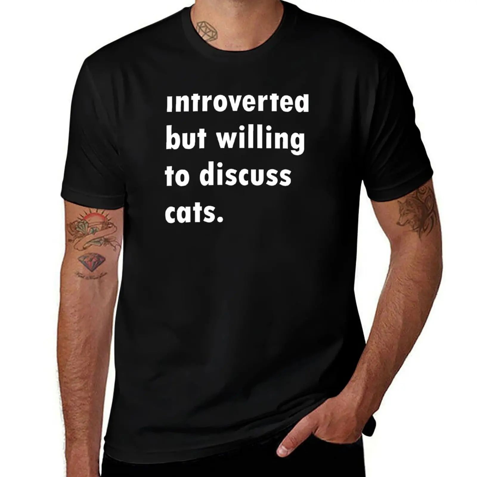 Introverted But Willing To Discuss Cats T-Shirt vintage graphic tee tops graphic tee shirt graphics compression shirt men