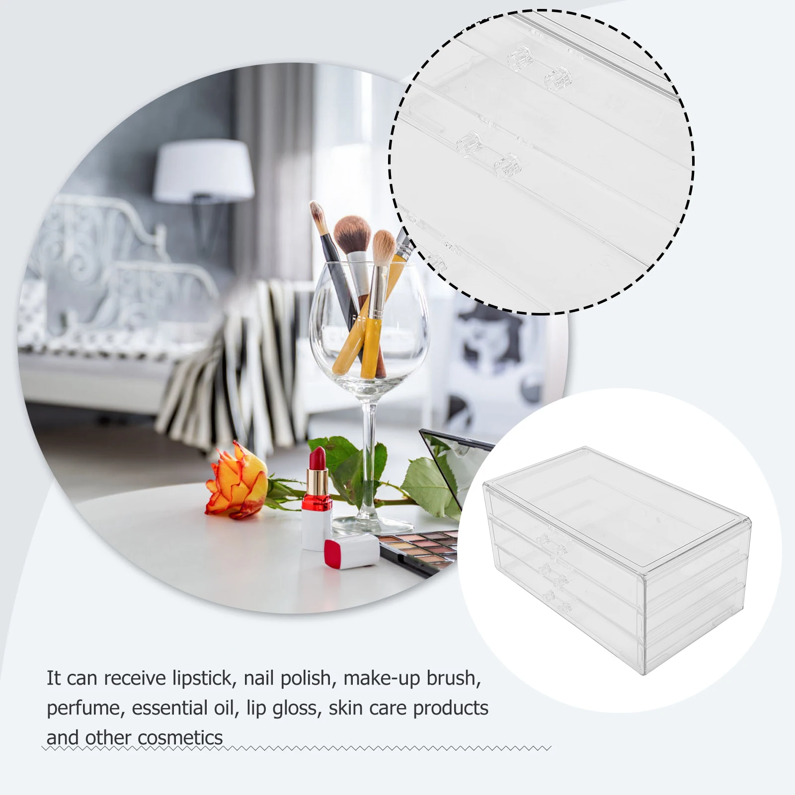 

Multifunctional 4-Tier Drawer Storage Box Desk Organizer Stationery Makeup Holder Space-Saving Tidy Desktop Bathroom