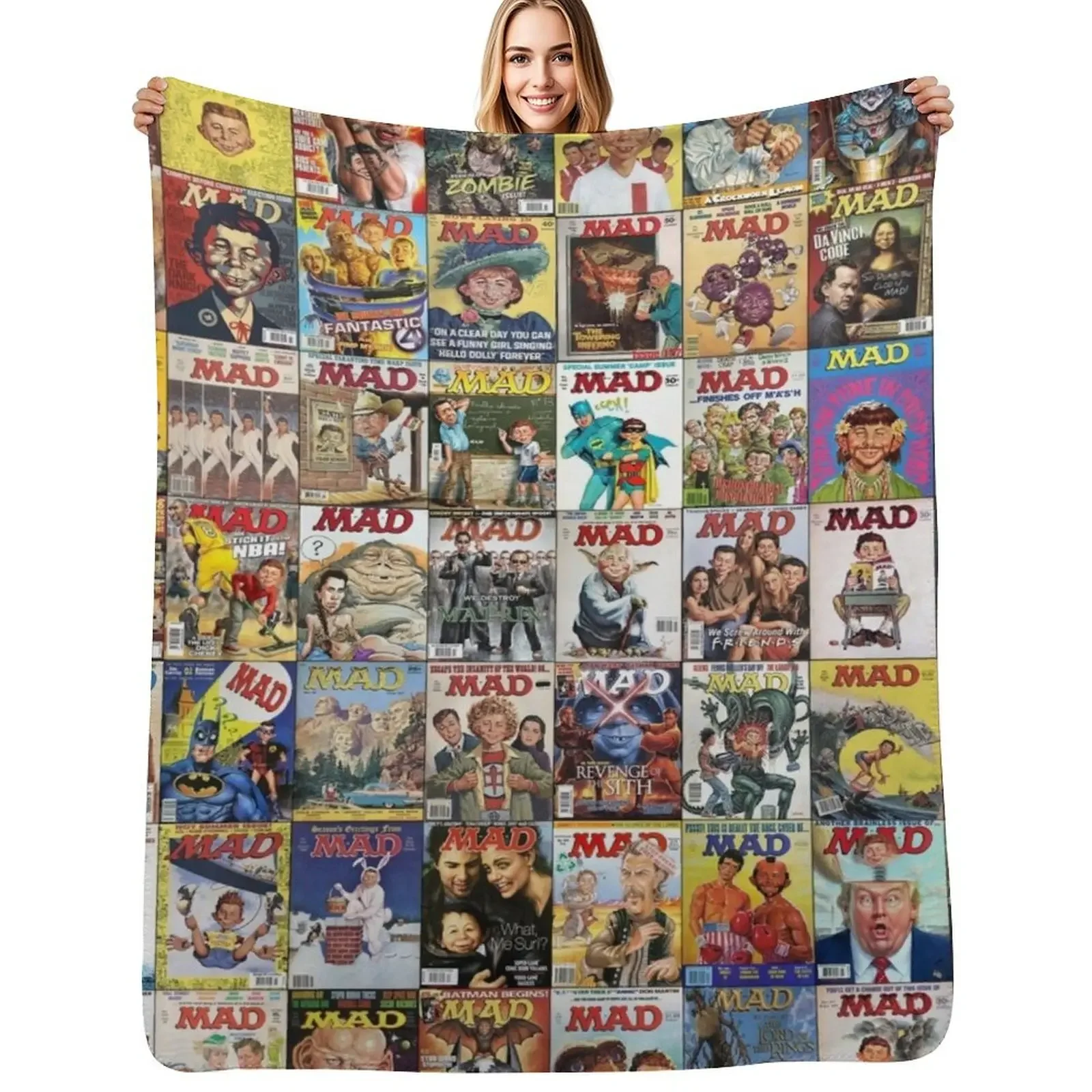 

Mad Magazine Throw Blanket Camping Sleeping Bag Bed linens Hairy Blanket