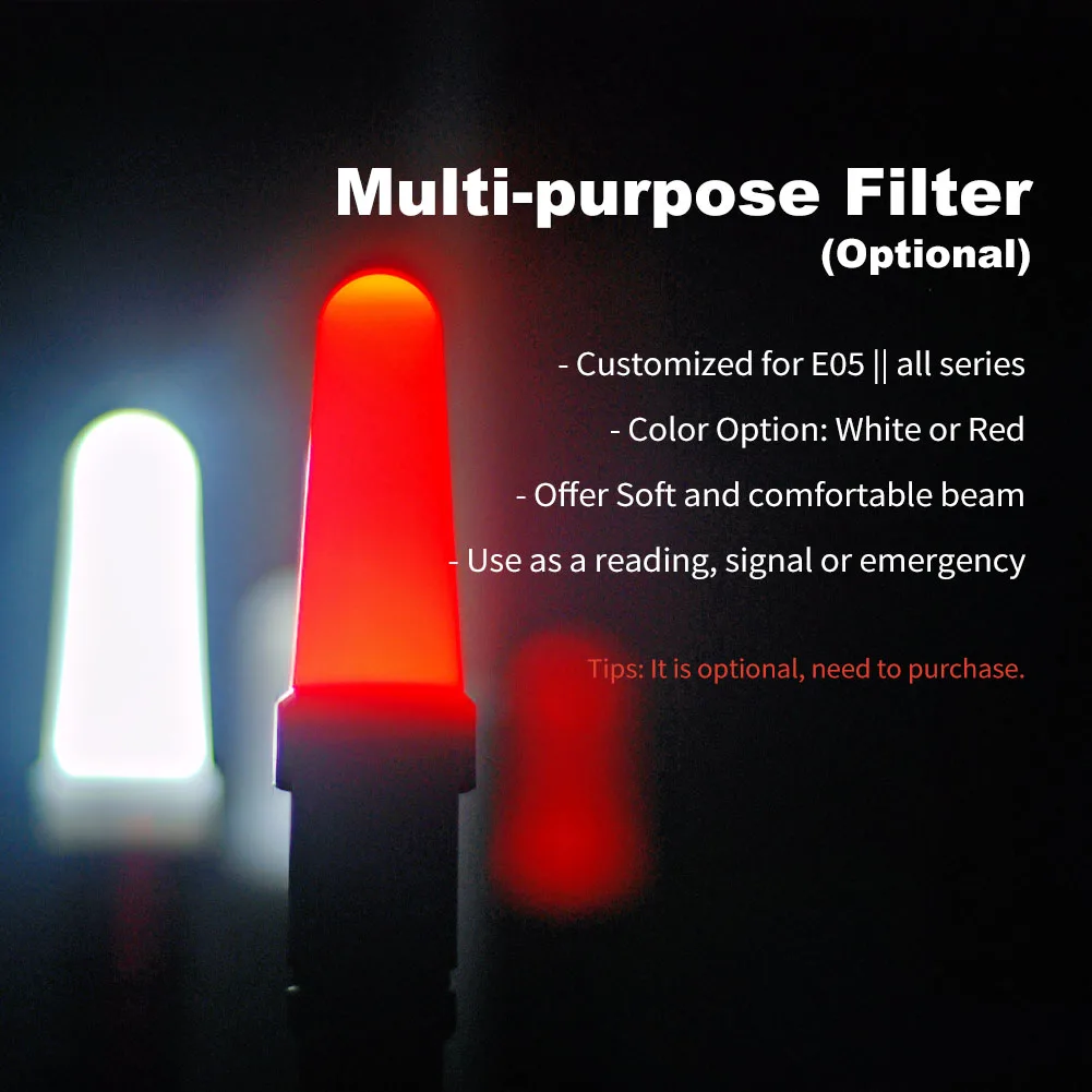 MANKER Filters for E05 II Flashlight, Available in White and Red, Lightweight 7.9g