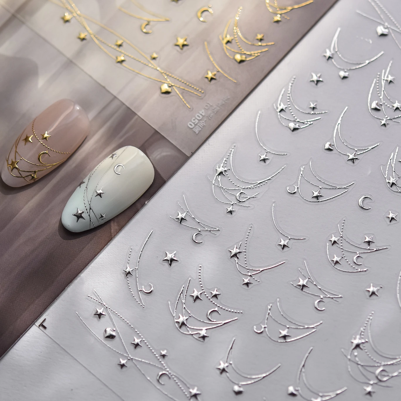 Stella Luna Amore Cuore Linea curva Arco Collana da sogno Appeso nell'aria Notte stellata Adesivo Adesivi per nail art Decalcomanie per manicure