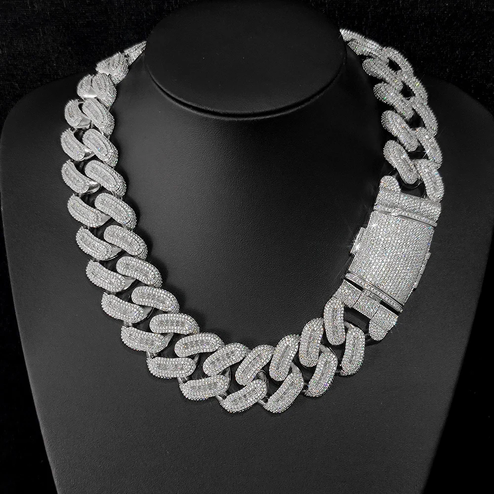 HHIOK 29mm Mixed Inlay Cubic Zircon Cuban Link Chain Hip Hop Thick Heavy White Gold Plated Iced Out Necklace Jewelry Men Gifts