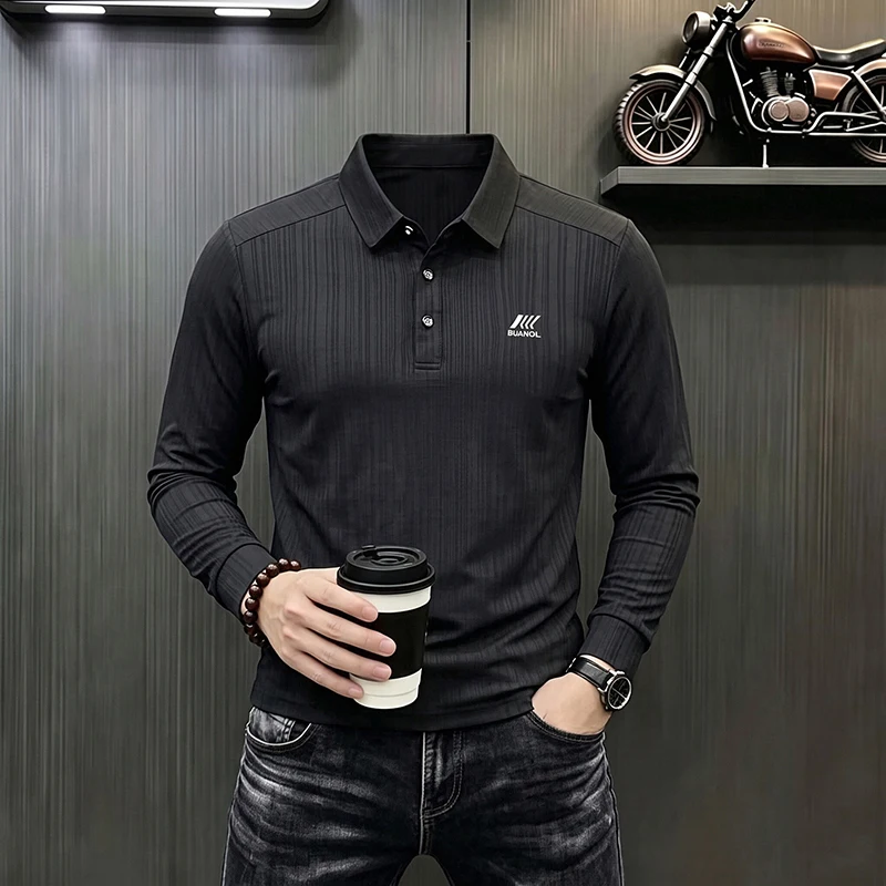 Autumn Winter Men's Long Sleeved Tops Fashion Sports Brand Embroidered Pony Workwear POLO Shirts Man Business Casual T-shirts