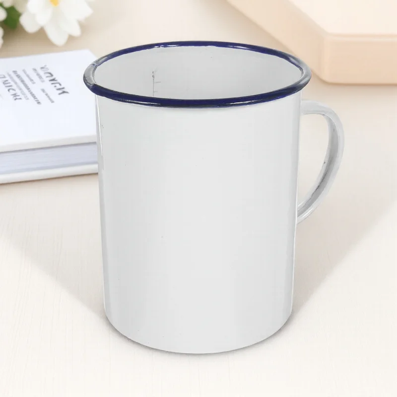 

Enamel Mug Vintage Design Handheld Cup for Hot Drinks Easy to Clean Sturdy for Coffee Tea Soup Milk Home Office
