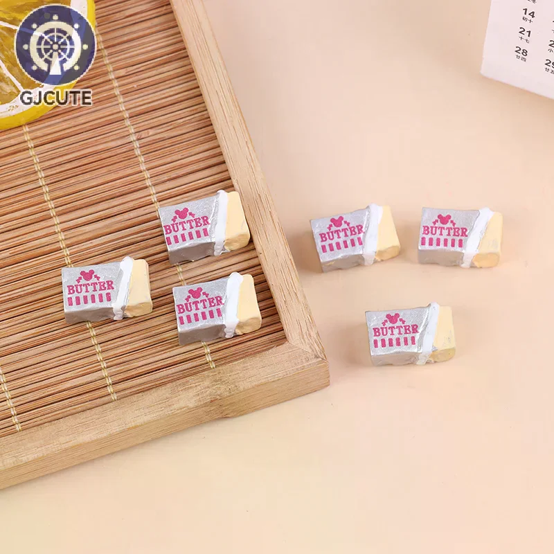 6 Peças de Alimentos de Simulação em Miniatura: Manteiga, Pão e Utensílios de Mesa para Brincadeira de Faz de Conta, DIY, Casa de Bonecas e Brinquedo de Café da Manhã