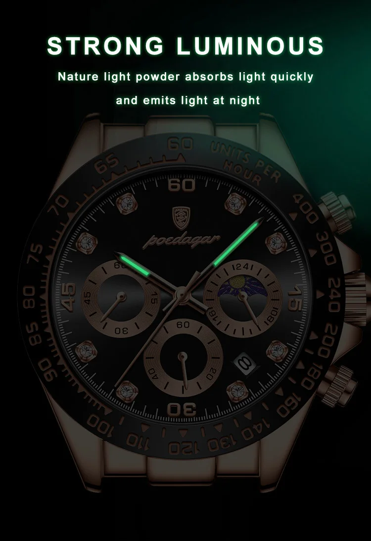 POEDAGAR Mode Luxus Männer Armbanduhr Chronograph Datum Hohe Qualität Quarz Mann Uhr Wasserdicht Leucht Militär männer Uhren – Detail 10