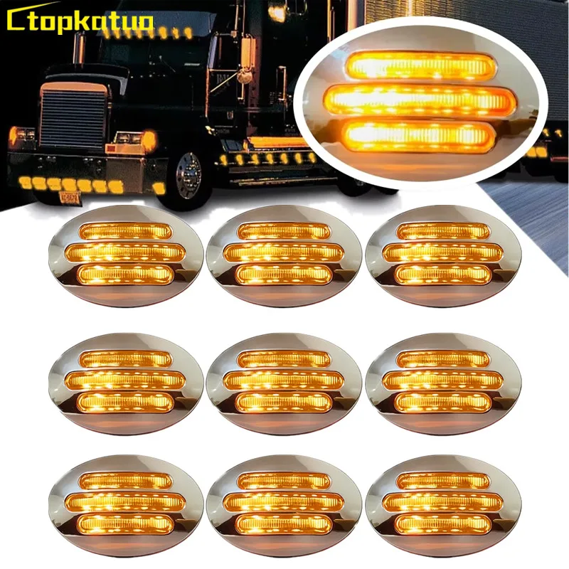 10PCS Marker Side Lights for Trailer light Caravan Trucks Tail lights 12v Amber Chrome Turn Signal Lamp Clearance Indicator Lamp