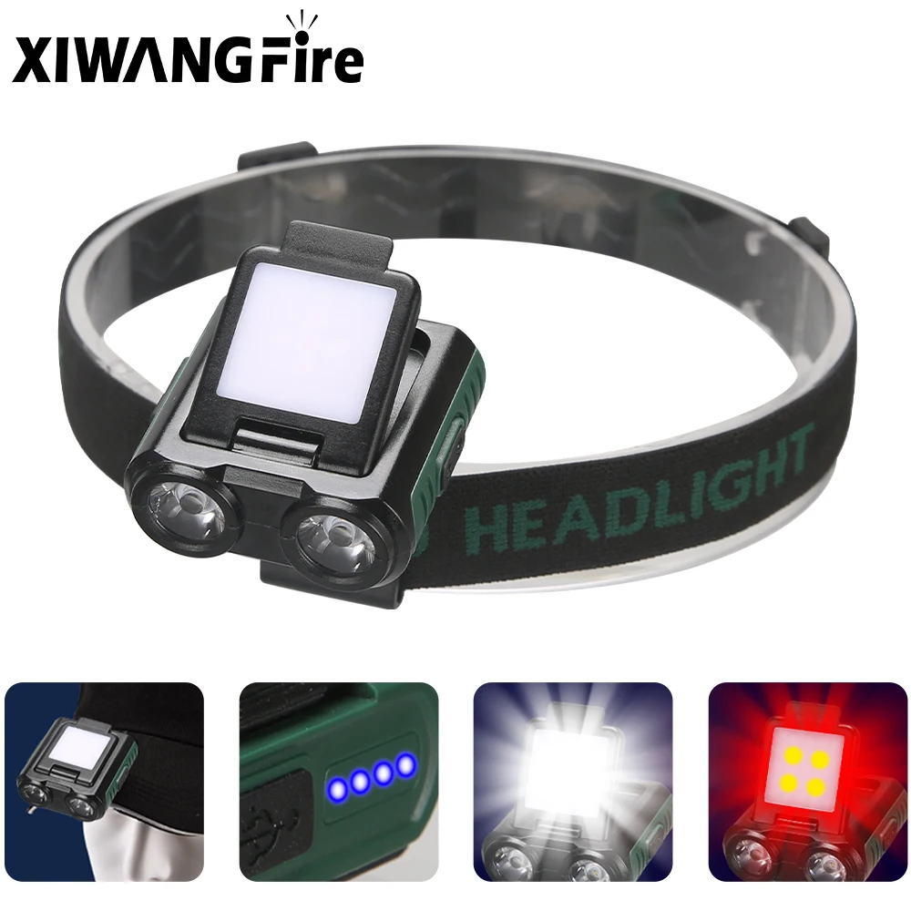 

Sensor Cap Clip Headlamp COB LED Light Portable Headlight USB Rechargeable Emergency Lighting Head Flashlight Fishing Waterproof