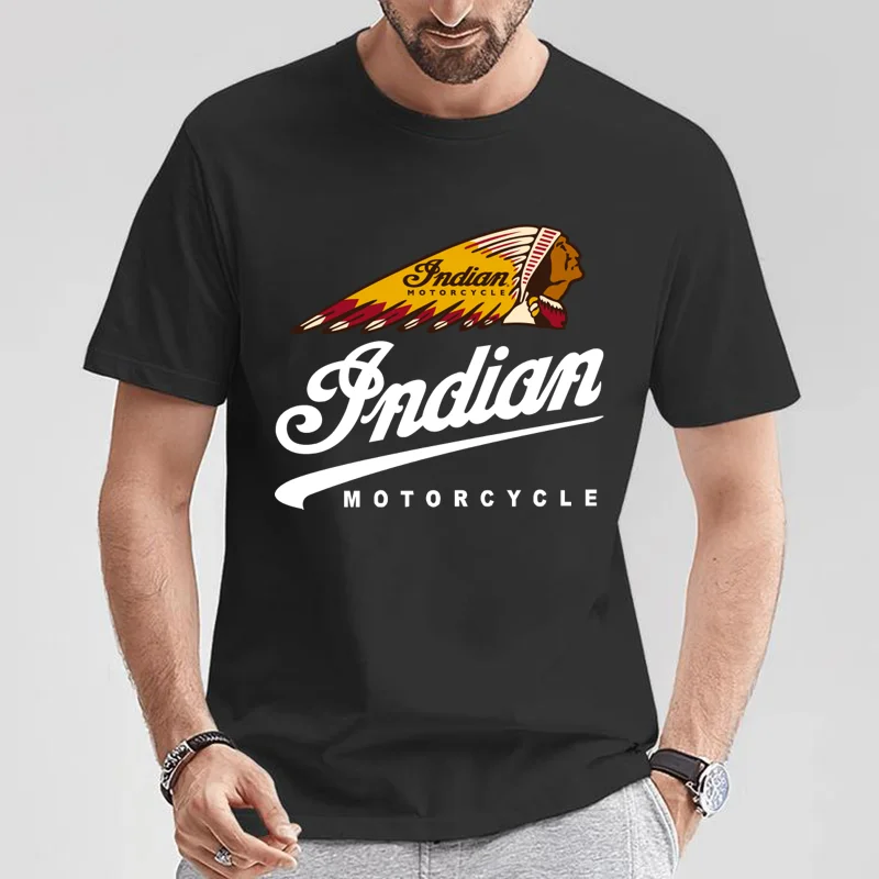 2024 Men T Shirt Casual Indians Motorcycle T-shirt Graphic Oversized Motorbike Biker Cafe Racer Chopper Vintage Streetwear S-5XL