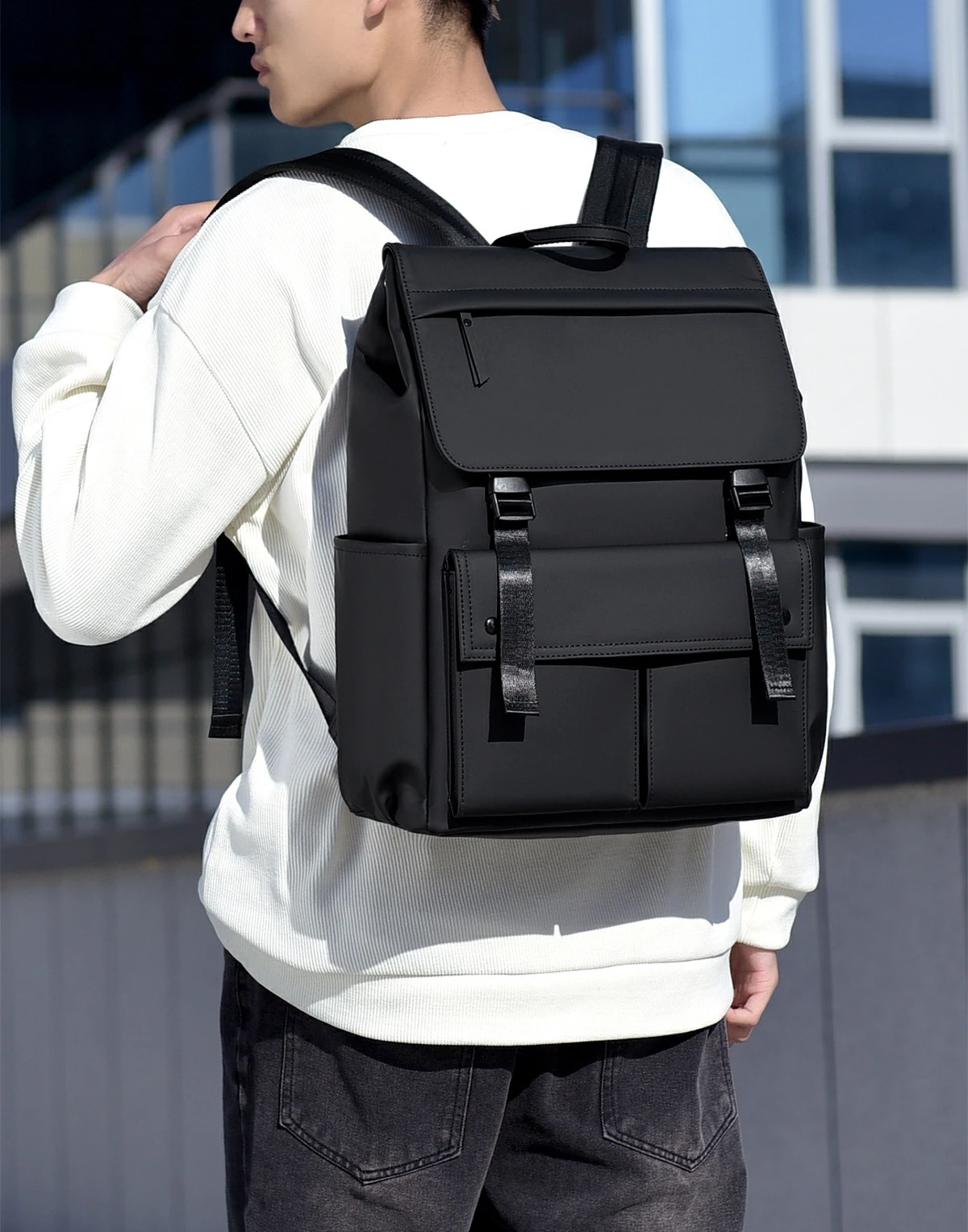 

Мужской компьютерный рюкзак с двумя плечами и пленкой крайней плоти, деловой рюкзак для поездок на работу, стильный рюкзак большой емкости с несколькими карманами