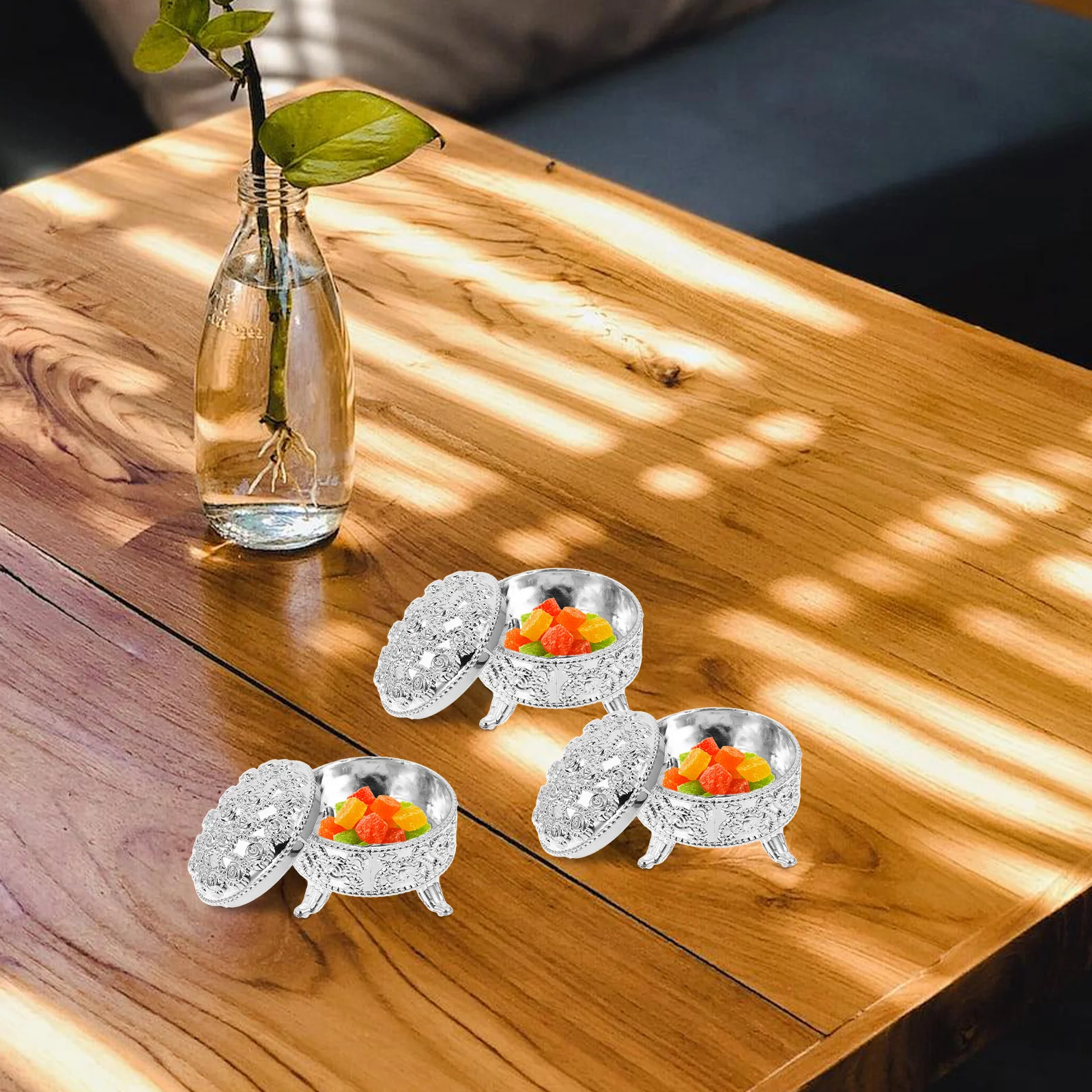 

6 шт. тисненые коробки для конфет, упаковка для свадебных сувениров, круглые декоративные банки для хранения для вечеринок, торжеств, сувениров