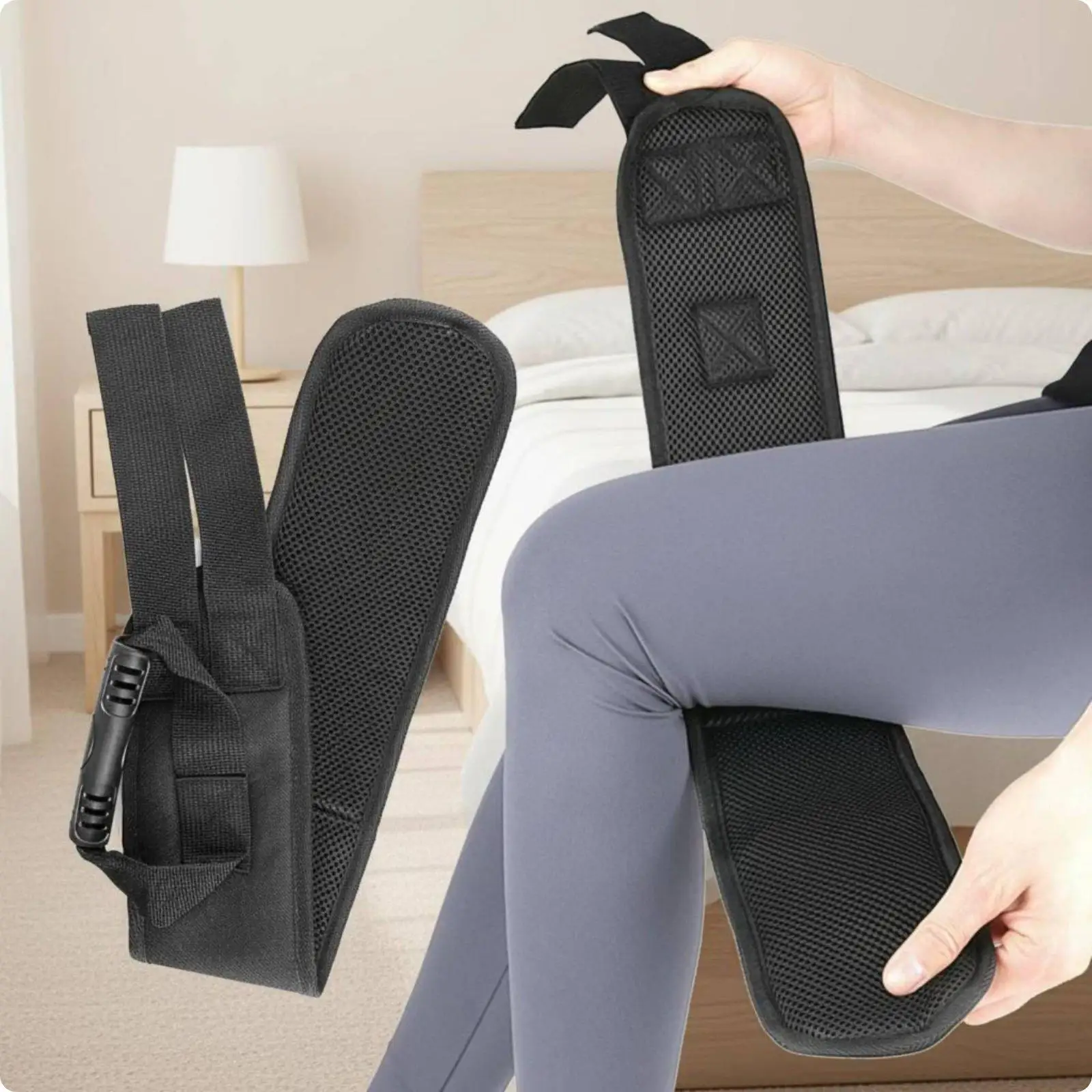 Leg Lift Assist Band Oxford and Mesh Material Adjustable Leg Lifter Belt for Seniors Limited Mobility