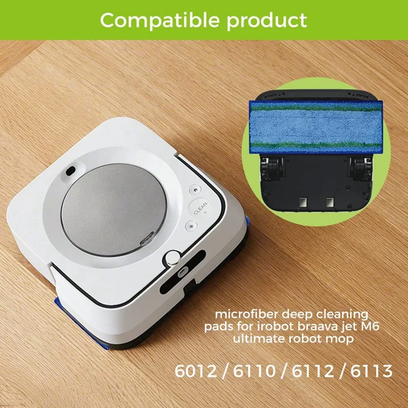 Accessoires de serpillière pour Irobot Braava Jet M6 Series Ultimate Robot, tampons de nettoyage humide lavables et réutilisables