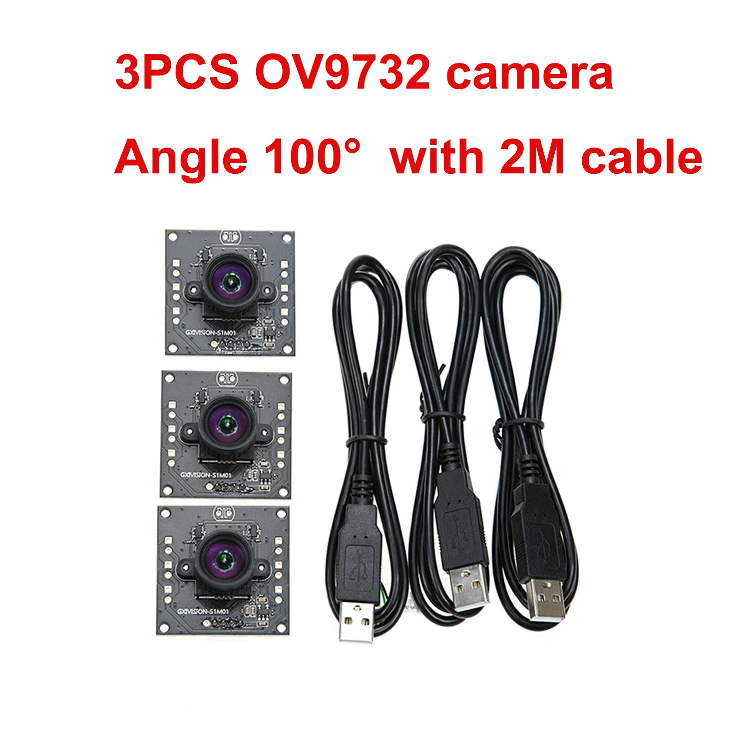 GXIVISION 3 pièces IMX179/OV2735/OV9732100 degrés 1MP 30fps 2M câble Module de caméra Compatible pour bricolage Autodarts.io, pilote USB gratuit